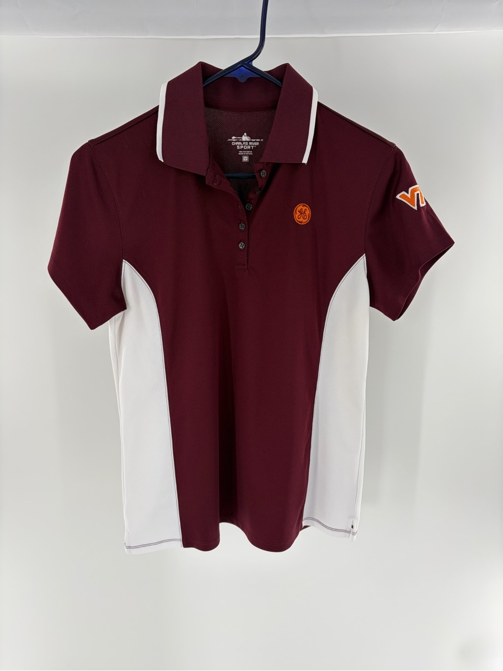 Charles River Apparel Burgundy Polo with White Logo